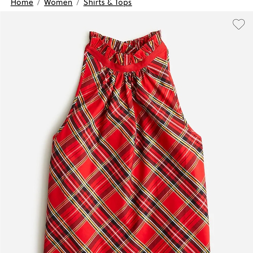 J.Crew 3x Red Plaid Ruffleneck Cotton Poplin Women's Sleeveless Blouse NWT - Picture 8 of 8